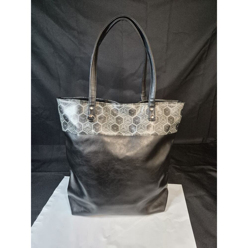 ThinkGeek D20 D&D Large Black Tote Bag Faux Leather Dungeons and Dragons